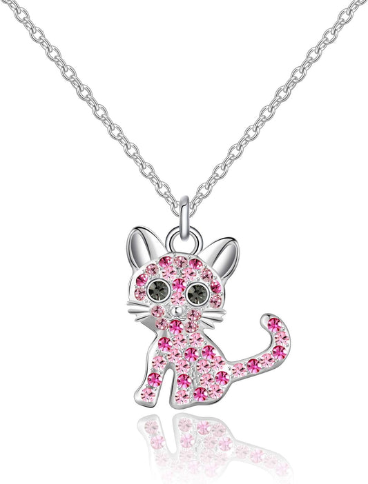 Charming Cat Birthstone Necklace - Perfect Gift for Cat Lovers and Women