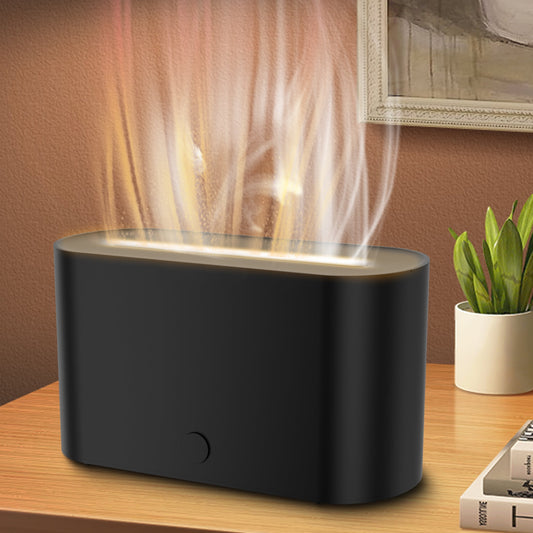 Flame Light Aromatherapy Essential Oil Diffuser - Elegant Black Design