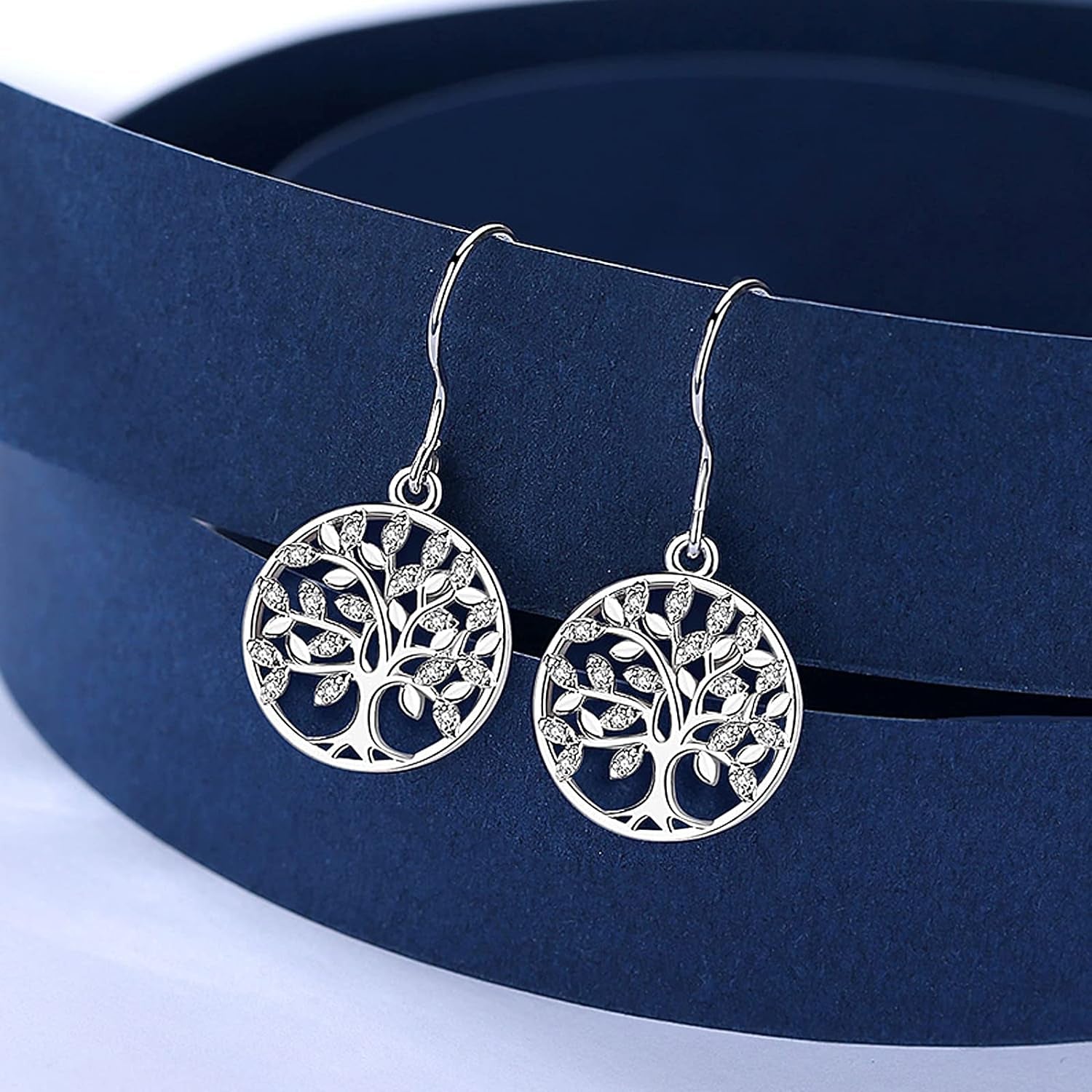 Elegant Tree of Life Dangle Earrings in 925 Sterling Silver - Perfect Gift for Mothers, Daughters, and Wives